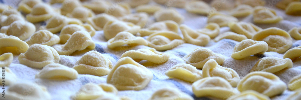 Fresh homemade italian pasta orecchiette. Healthy food concept. Fresh homemade italian pasta orecchiette. Healthy food concept.