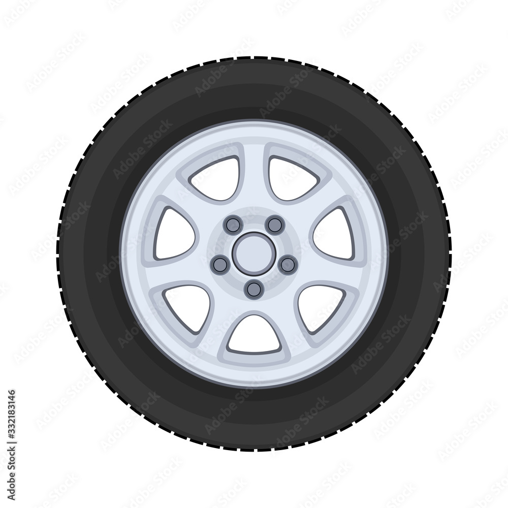 Car wheel. Realistic design. Vector illustration on a white background. Car wheel. Realistic design. Vector illustration on a white background.