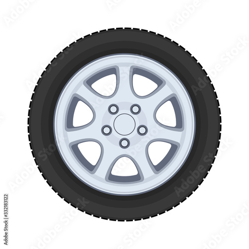 Car wheel. Realistic design. Vector illustration on a white background.