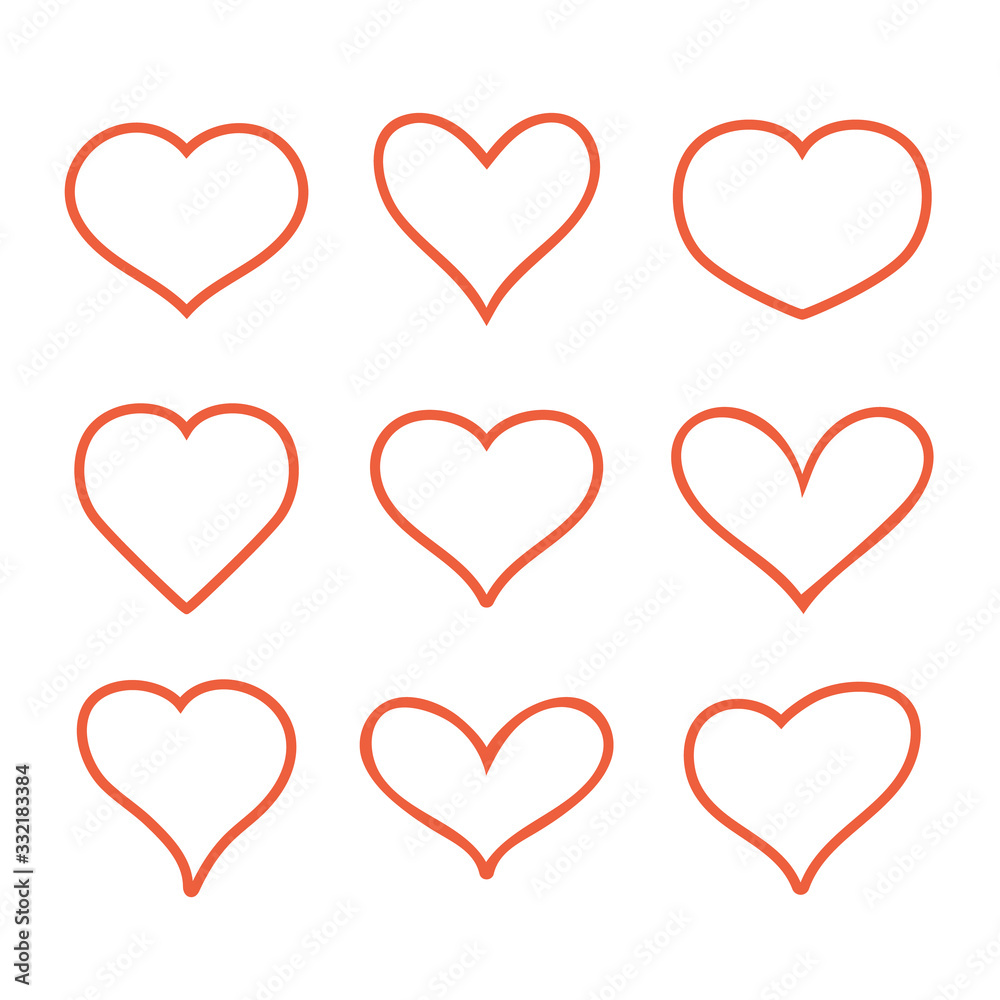 Heart line isolated set collection. Vector flat graphic design isolated illustration