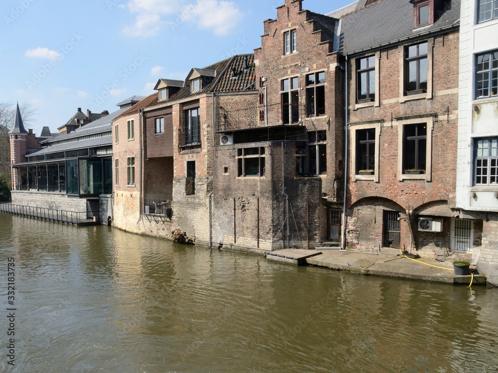 Buildings along Ghent canal, Belgium