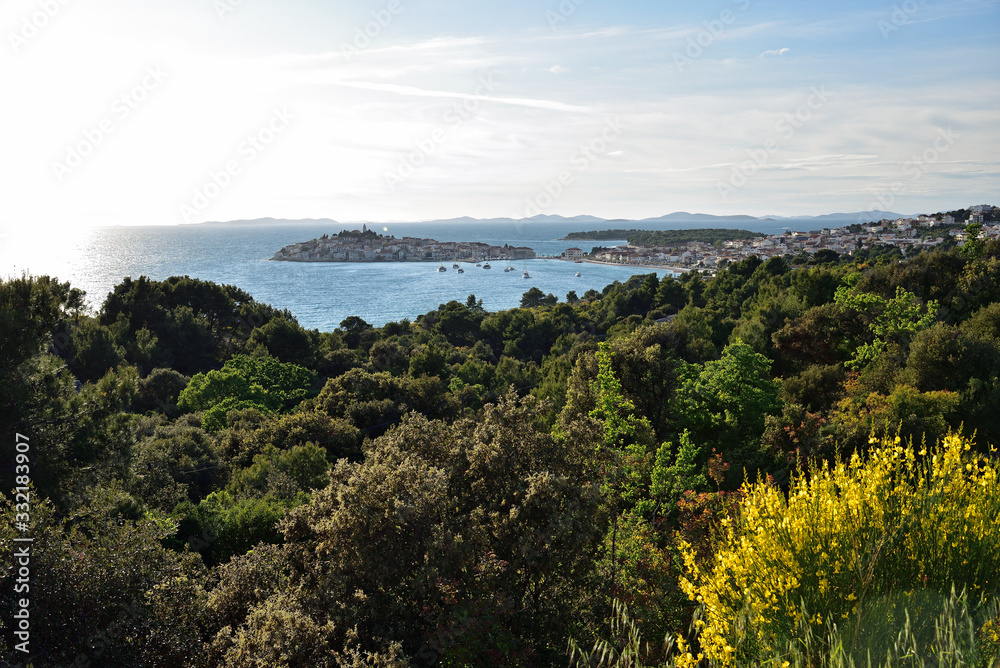 View of primosten town coastline, croatia
