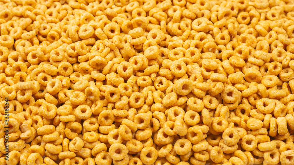 Corn-flakes background and texture. Top view.