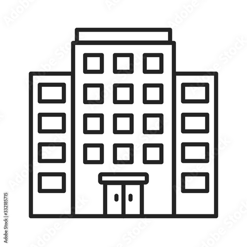 Multi-storey building black line icon. Building with several floors at different levels above the ground. Pictogram for web page, mobile app, promo. UI UX GUI design element. Editable stroke.
