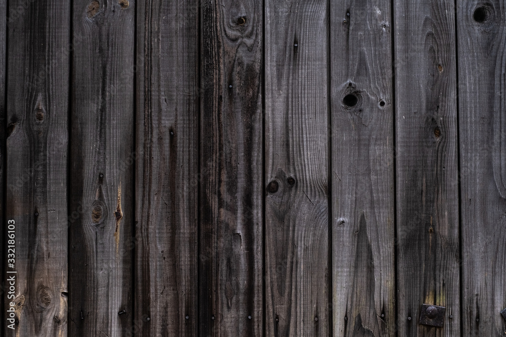 Fototapeta premium The texture of the Wooden wall a dark grey color with vertical boards in rustic style
