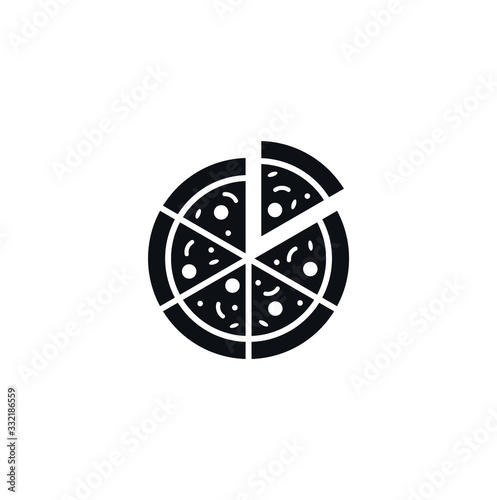 Icon Pizza in flat style isolated logo icon design. Food and drink vector concept black on a white background 