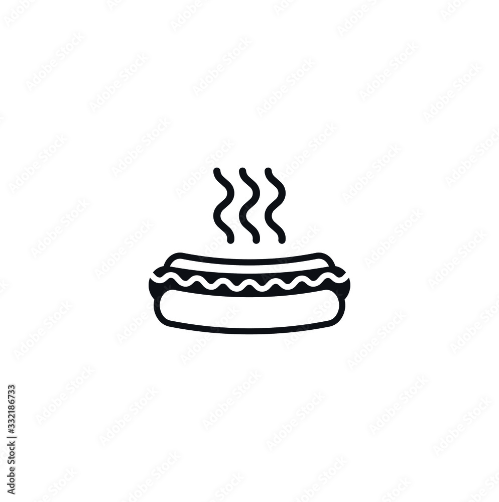 Hot Dog Icon, vector design isolated. Food and drink vector concept black on a white background Hot Dog Icon, vector design isolated. Food and drink vector concept black on a white background