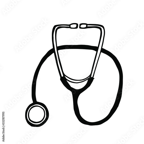  Vector illustration.Close-up of medical stethoscope on a white background.
