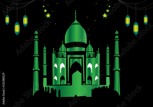 Illustration of Ramadhan Kareem design and mosque