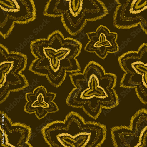 Creative seamless pattern with hand drawn ikat stars. Ethnic boho seamless pa...