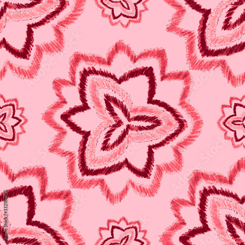 Creative seamless pattern with hand drawn ikat stars. Ethnic boho seamless pa...