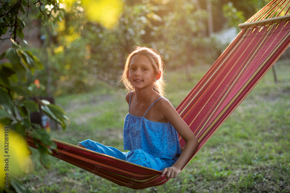 young girl in hammock