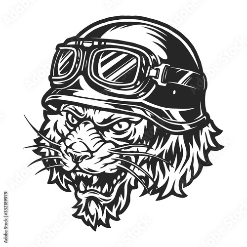 Scary motorcyclist tiger head