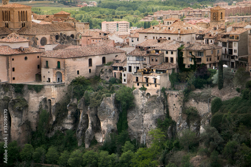 houses hanging from Cuenca at the edge of a cliff in Spain