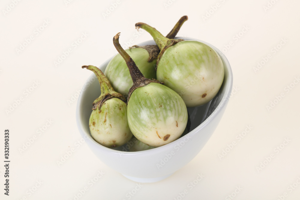 Asian green eggplant - ready for cooking Asian green eggplant - ready for cooking