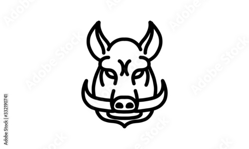 Wild boar (wild pig)  vector line icon, animal head vector line art, isolated animal illustration for logo desain