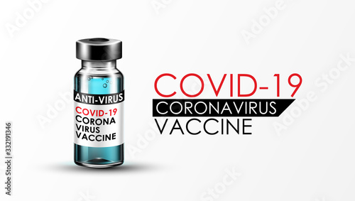 Anti Coronavirus disease COVID-19 infection medical vaccine with typography and copy space. New official name for Coronavirus disease named COVID-19, pandemic risk background vector illustration