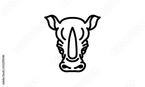 Rhino vector line icon  animal head vector line art  isolated animal illustration for logo desain