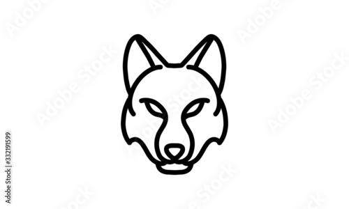 Wolf vector line icon, animal head vector line art, isolated animal illustration for logo desain