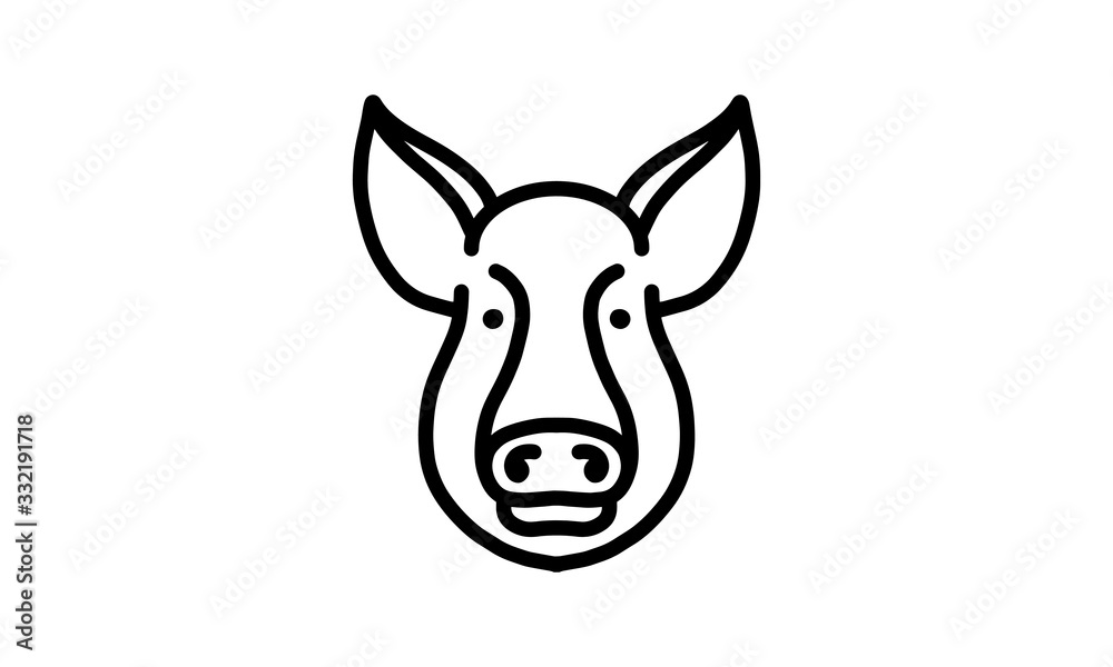 Pig vector line icon, animal head vector line art, isolated animal illustration for logo desain Pig vector line icon, animal head vector line art, isolated animal illustration for logo desain