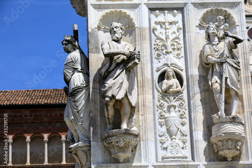Pavia (PV), Italy - June 09, 2018: Certosa di Pavia details of facade, Pavia, Lombardy, Italy photo