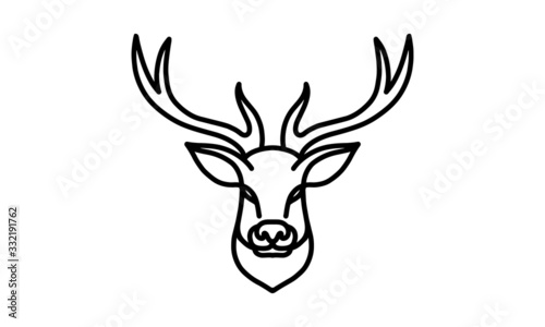 Deer vector line icon, animal head vector line art, isolated animal illustration for logo desain