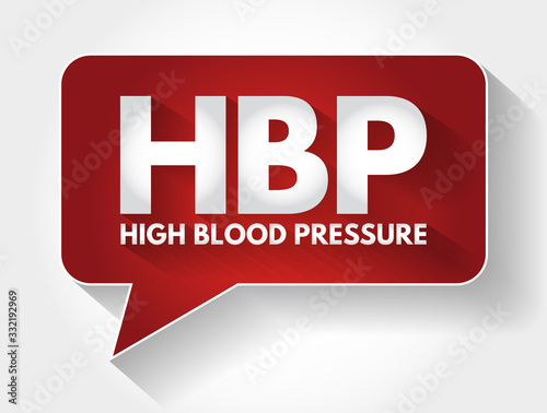 HBP - High Blood Pressure acronym message bubble, health concept background