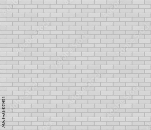 White realistic vector seamless brickwork wall texture.
