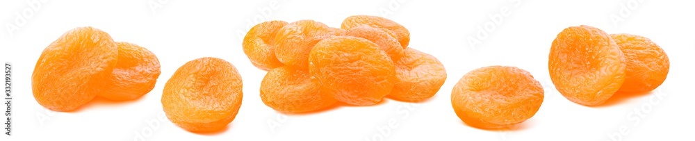 Dry apricot set isolated on white background. Package design element with clipping path. Fruit collection Dry apricot set isolated on white background. Package design element with clipping path. Fruit collection