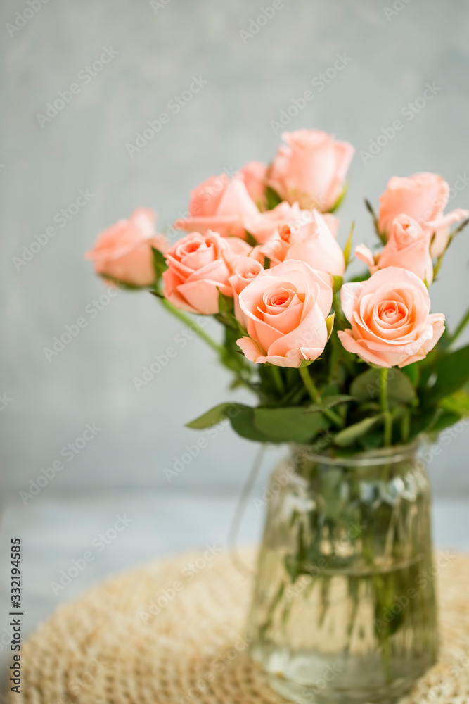 Pink roses bouquet in a vase Pink roses bouquet in a vase