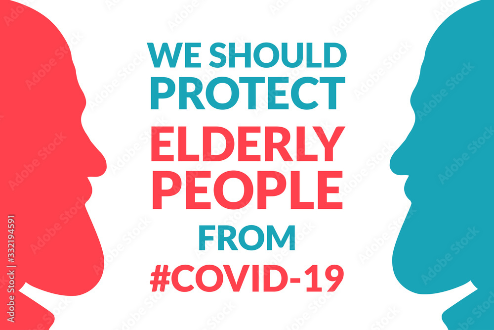 Elderly people protection from novel coronavirus disease COVID-19, Wuhan coronavirus or 2019-nCoV. Template for background, banner, poster with text inscription. Vector EPS10 illustration.
