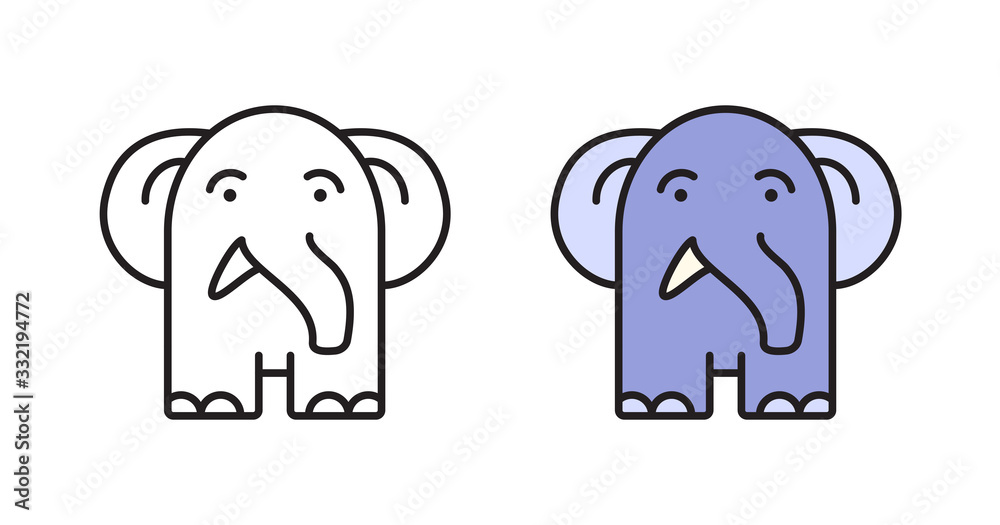 Cartoon elephant icon in a modern flat style. Simple vector illustration.