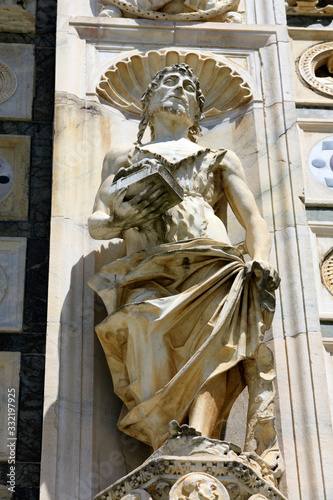 Pavia (PV), Italy - June 09, 2018: Certosa di Pavia details of facade, Pavia, Lombardy, Italy photo