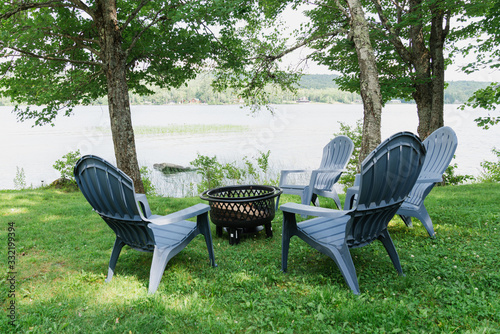 Chairs around a fire