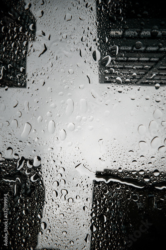 raindrops on a car sunroof