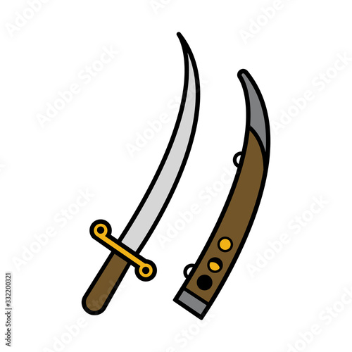 Mongol warrior flat icon saber
