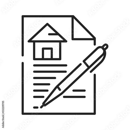Contract black line icon. A legally binding agreement. Between parties for the purchase and sale. Pictogram for web page, mobile app, promo. UI UX GUI design element. Editable stroke.