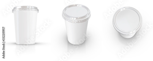 Realistic yogurt cup mockup. 3d rendering