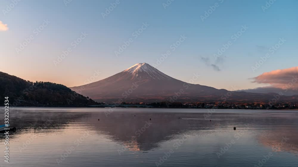 Mt. Fuji and lake Kawaguchiko at dawn Mt. Fuji and lake Kawaguchiko at dawn