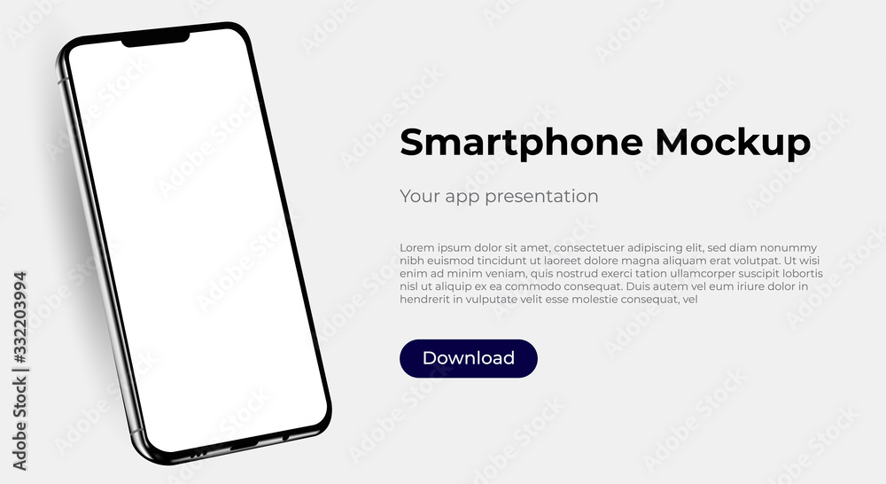 realistic smartphone template mockup for user experience presentation. Stylish concept design for websites, applications and landing pages.