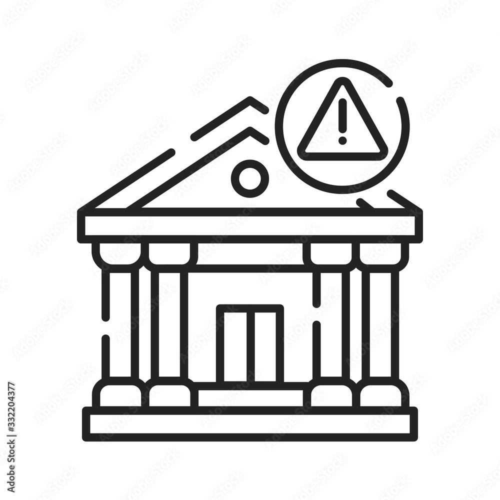 Banking scam black line icon. Illegal action. Financial fraud. Pictogram for web page, mobile app, promo. UI UX GUI design element.