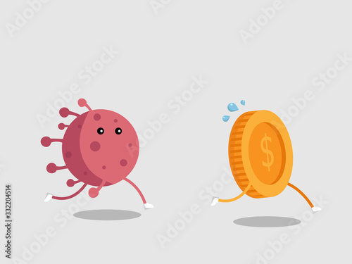 virus and money coin, global econymy crysis with covid-19