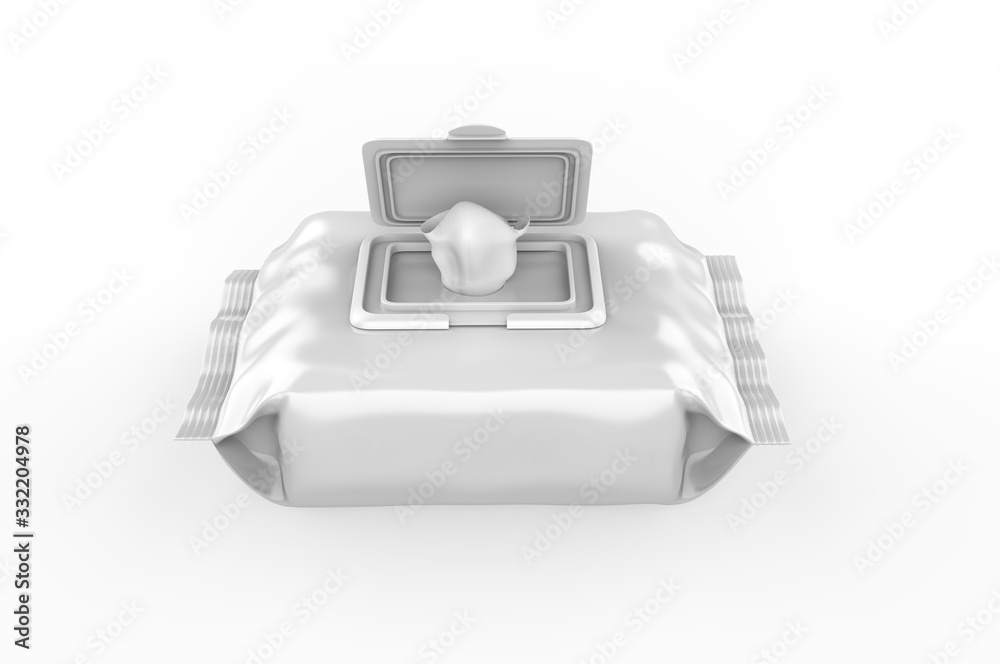 Blank Wet Wipes Soft Tissue Package For Branding, 3d render illustration. Blank Wet Wipes Soft Tissue Package For Branding, 3d render illustration.