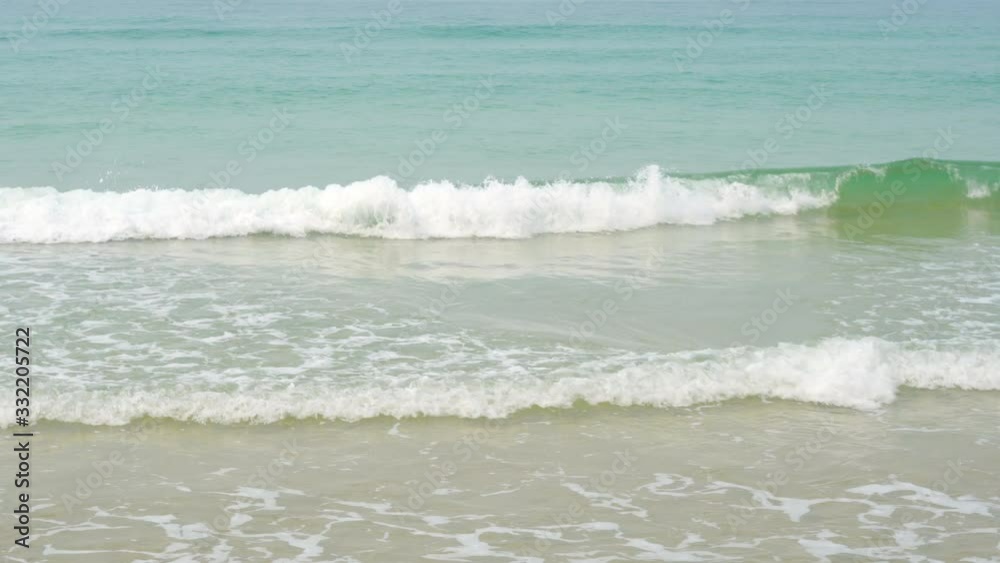 blue sea with beautiful waves at morning in summer