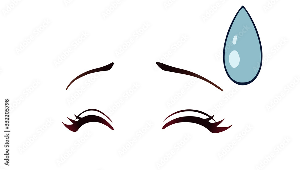 Happy anime style closed eyes. Hand drawn vector illustration. Happy anime style closed eyes. Hand drawn vector illustration.