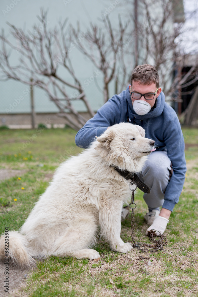 Playing with dog in coronavirus period Playing with dog in coronavirus period