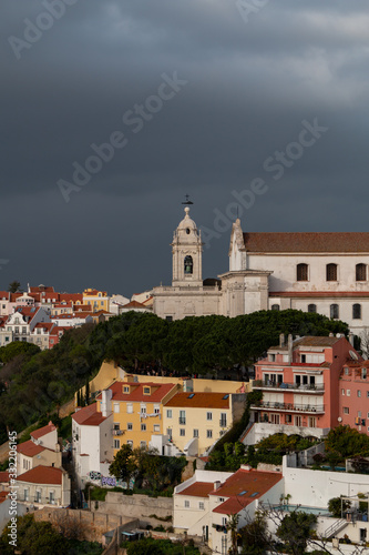 Scenic view over the red rooftops of Lisbon, Portugal.