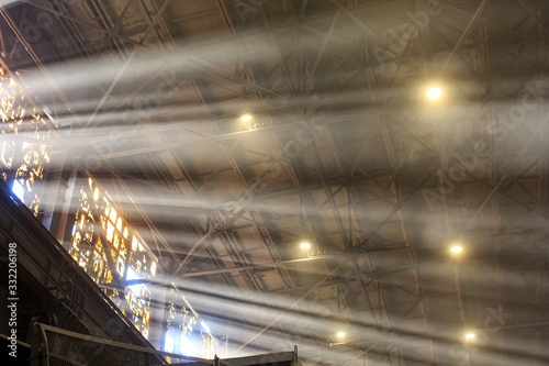 The rays of the sun in an industrial building