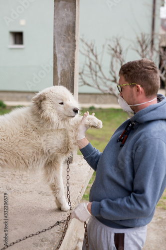 Playing with dog in coronavirus period