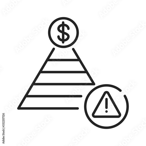 Financial pyramid black line icon. A business model that recruits members via a promise of payments or services. Pictogram for web page, mobile app, promo. UI UX GUI design element. Editable stroke